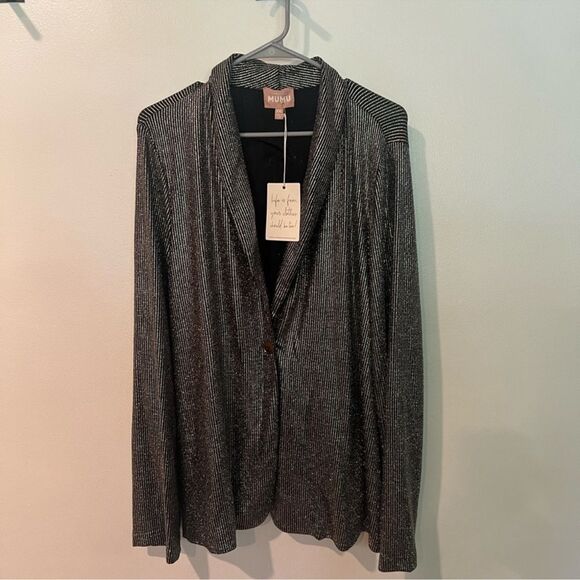 Show Me Your MuMu Disco Glitz Felix Blazer Top Gold Metallic shimmery XXL - Picture 2 of 3